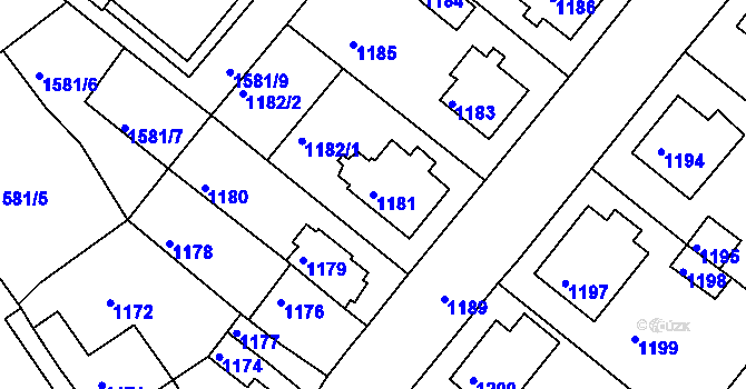 Parcela st. 1181 v KÚ Kadaň, Katastrální mapa