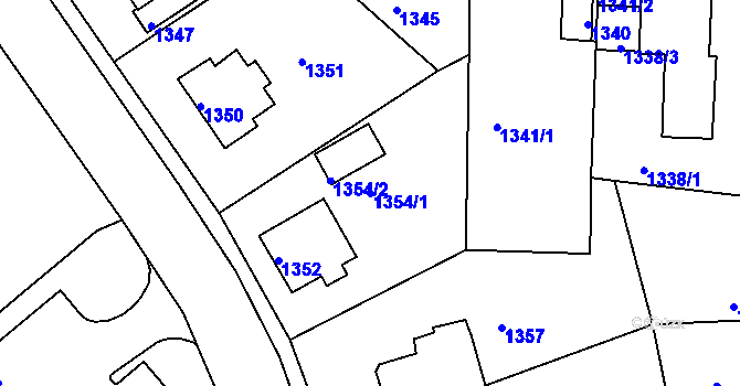 Parcela st. 1354/1 v KÚ Kadaň, Katastrální mapa