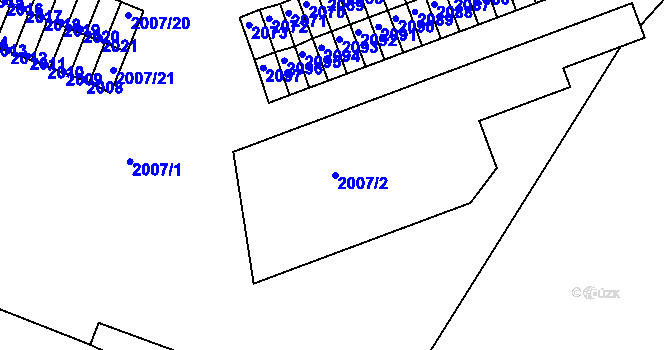 Parcela st. 2007/2 v KÚ Kadaň, Katastrální mapa