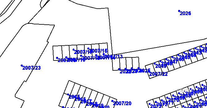 Parcela st. 2007/13 v KÚ Kadaň, Katastrální mapa