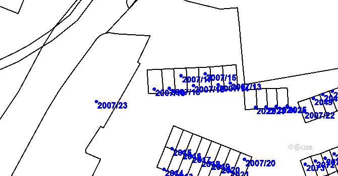 Parcela st. 2007/18 v KÚ Kadaň, Katastrální mapa