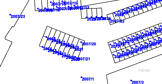 Parcela st. 2007/20 v KÚ Kadaň, Katastrální mapa