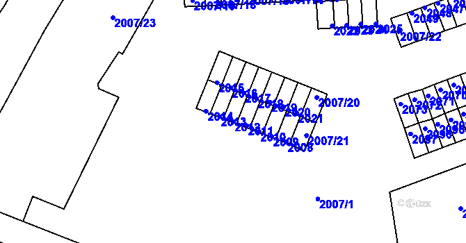 Parcela st. 2012 v KÚ Kadaň, Katastrální mapa