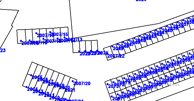 Parcela st. 2025 v KÚ Kadaň, Katastrální mapa