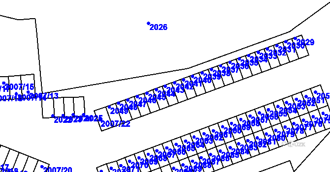 Parcela st. 2043 v KÚ Kadaň, Katastrální mapa