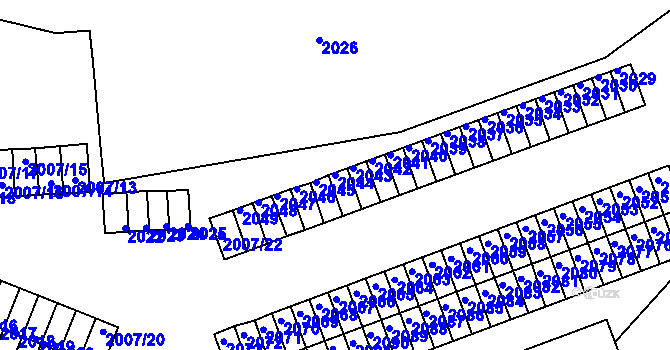 Parcela st. 2044 v KÚ Kadaň, Katastrální mapa