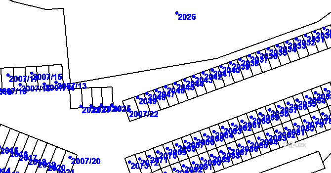 Parcela st. 2046 v KÚ Kadaň, Katastrální mapa