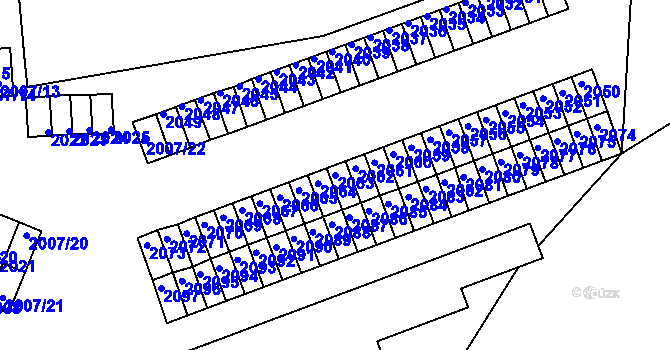 Parcela st. 2063 v KÚ Kadaň, Katastrální mapa