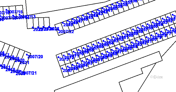Parcela st. 2067 v KÚ Kadaň, Katastrální mapa