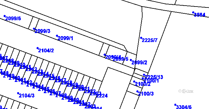 Parcela st. 2099/4 v KÚ Kadaň, Katastrální mapa