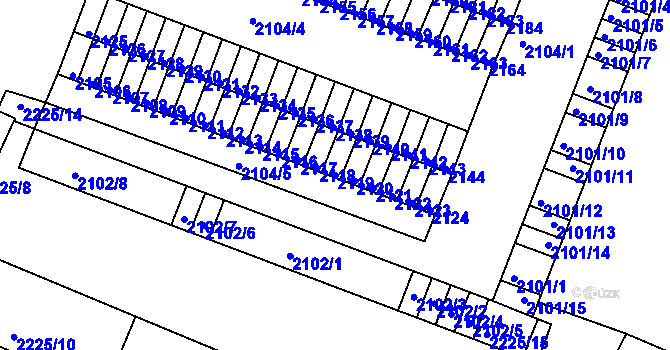 Parcela st. 2119 v KÚ Kadaň, Katastrální mapa