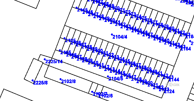 Parcela st. 2131 v KÚ Kadaň, Katastrální mapa