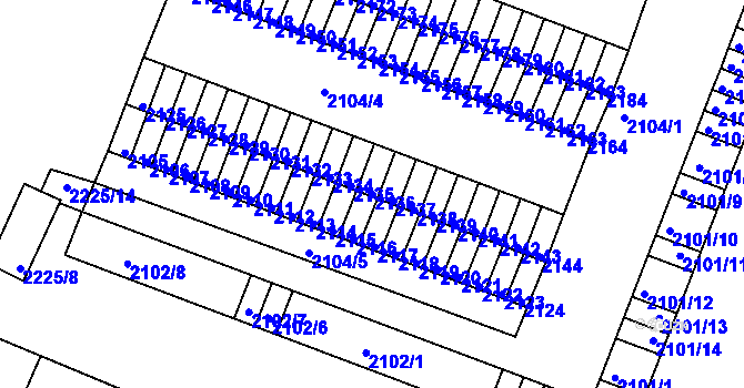 Parcela st. 2136 v KÚ Kadaň, Katastrální mapa