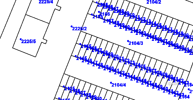 Parcela st. 2168 v KÚ Kadaň, Katastrální mapa