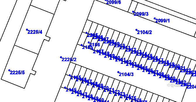Parcela st. 2188 v KÚ Kadaň, Katastrální mapa