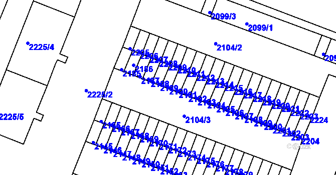 Parcela st. 2190 v KÚ Kadaň, Katastrální mapa
