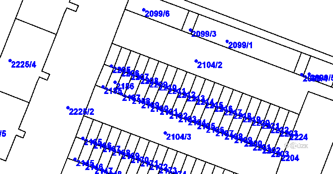 Parcela st. 2211 v KÚ Kadaň, Katastrální mapa