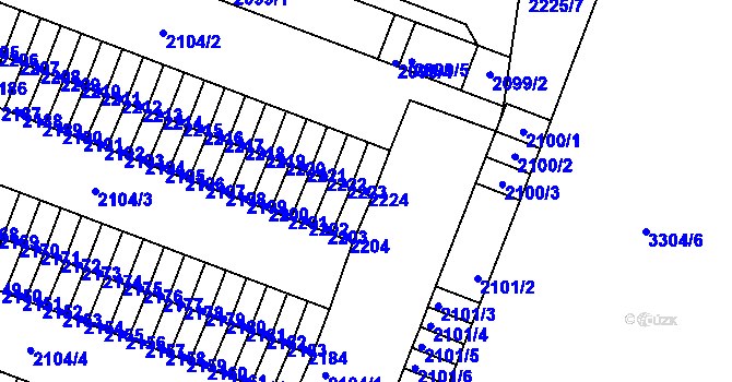 Parcela st. 2224 v KÚ Kadaň, Katastrální mapa