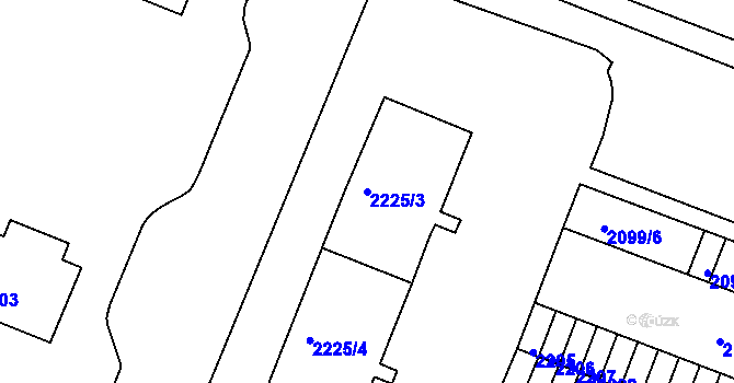 Parcela st. 2225/3 v KÚ Kadaň, Katastrální mapa