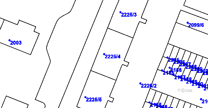 Parcela st. 2225/4 v KÚ Kadaň, Katastrální mapa