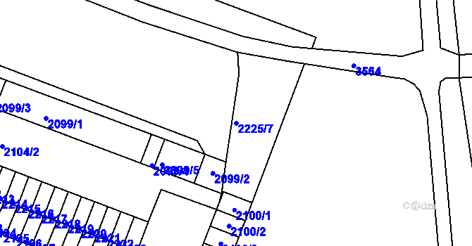 Parcela st. 2225/7 v KÚ Kadaň, Katastrální mapa