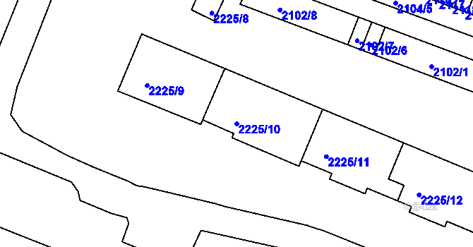 Parcela st. 2225/10 v KÚ Kadaň, Katastrální mapa
