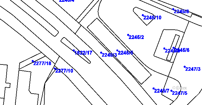 Parcela st. 2246/3 v KÚ Kadaň, Katastrální mapa
