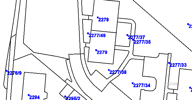 Parcela st. 2279 v KÚ Kadaň, Katastrální mapa