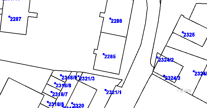 Parcela st. 2285 v KÚ Kadaň, Katastrální mapa