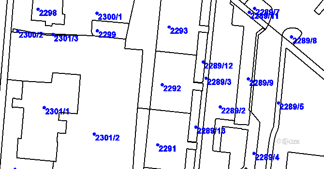 Parcela st. 2292 v KÚ Kadaň, Katastrální mapa