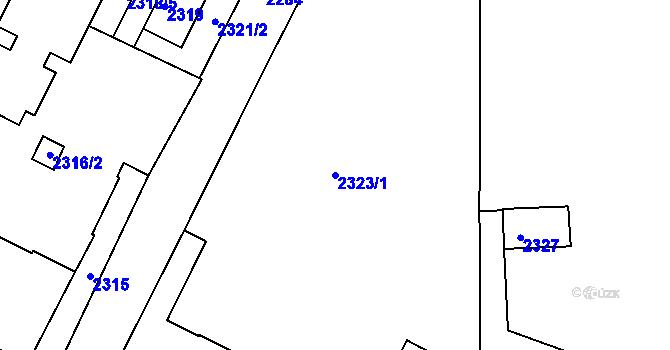 Parcela st. 2323/1 v KÚ Kadaň, Katastrální mapa
