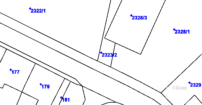 Parcela st. 2323/2 v KÚ Kadaň, Katastrální mapa