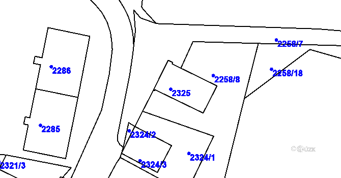 Parcela st. 2325 v KÚ Kadaň, Katastrální mapa