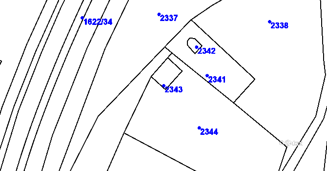 Parcela st. 2343 v KÚ Kadaň, Katastrální mapa