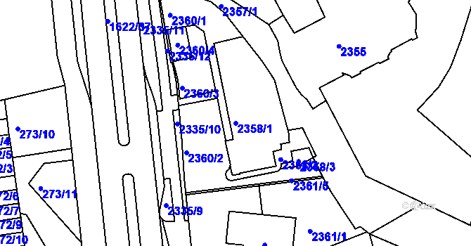 Parcela st. 2358/1 v KÚ Kadaň, Katastrální mapa