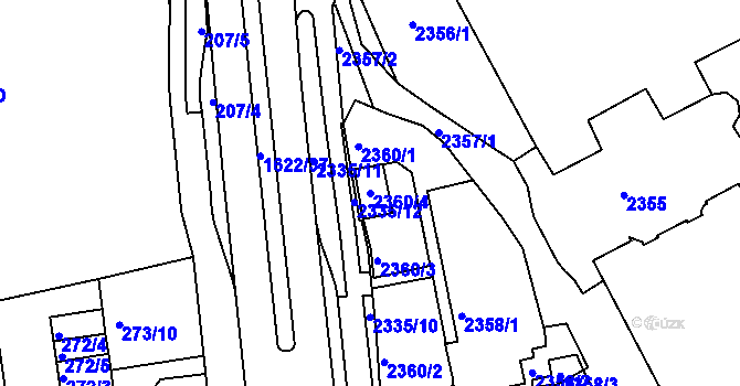 Parcela st. 2360/4 v KÚ Kadaň, Katastrální mapa