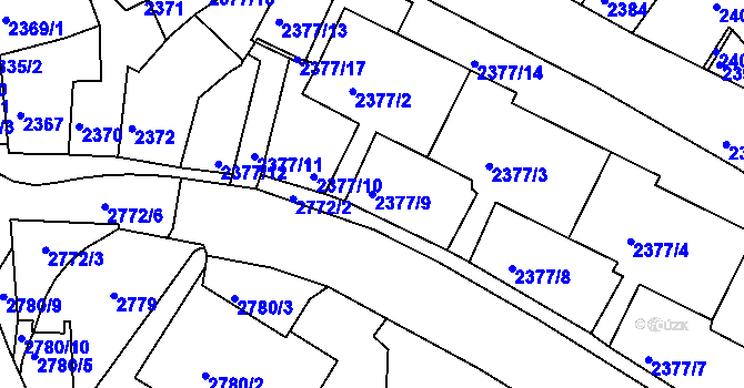 Parcela st. 2377/9 v KÚ Kadaň, Katastrální mapa