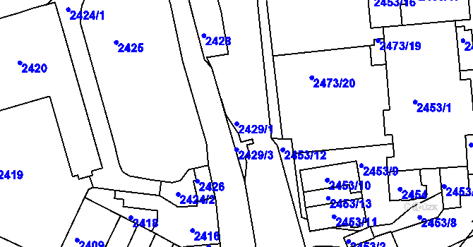 Parcela st. 2429/1 v KÚ Kadaň, Katastrální mapa