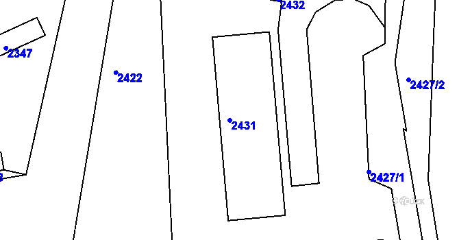 Parcela st. 2431 v KÚ Kadaň, Katastrální mapa