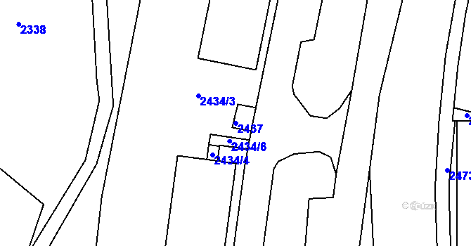 Parcela st. 2437 v KÚ Kadaň, Katastrální mapa