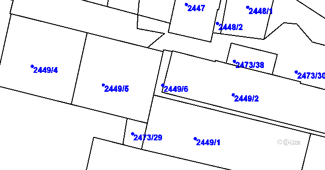 Parcela st. 2449/6 v KÚ Kadaň, Katastrální mapa
