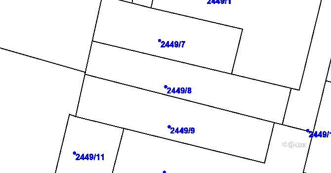 Parcela st. 2449/8 v KÚ Kadaň, Katastrální mapa