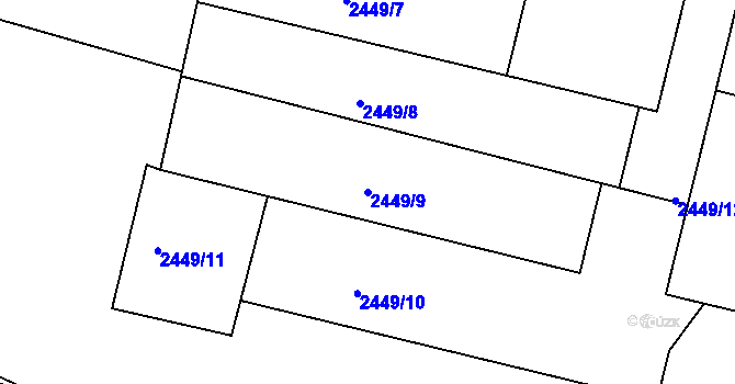 Parcela st. 2449/9 v KÚ Kadaň, Katastrální mapa