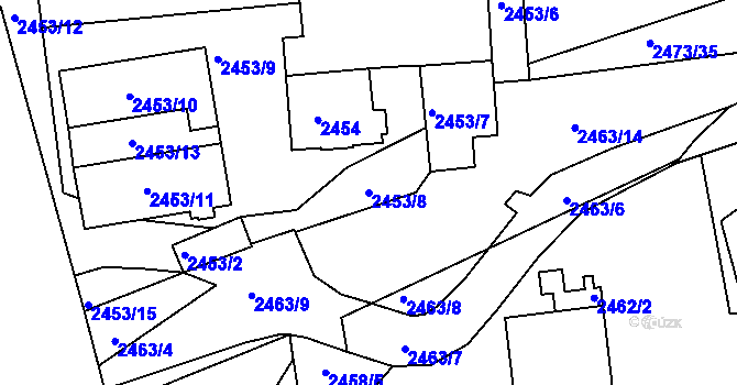 Parcela st. 2453/8 v KÚ Kadaň, Katastrální mapa