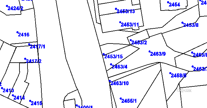 Parcela st. 2453/15 v KÚ Kadaň, Katastrální mapa