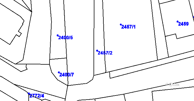 Parcela st. 2457/2 v KÚ Kadaň, Katastrální mapa