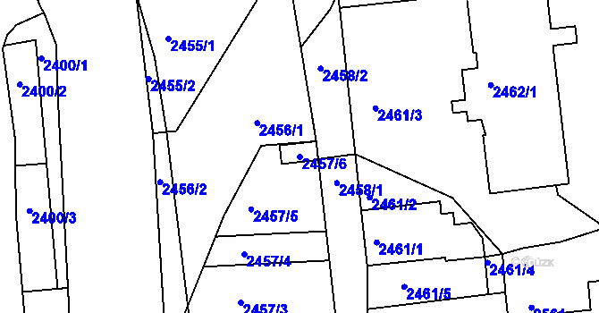 Parcela st. 2457/6 v KÚ Kadaň, Katastrální mapa