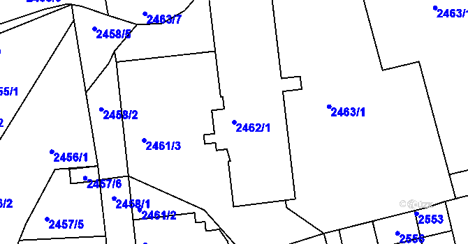 Parcela st. 2462/1 v KÚ Kadaň, Katastrální mapa