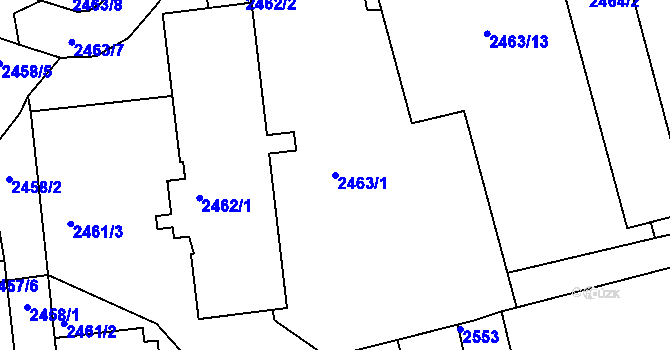 Parcela st. 2463/1 v KÚ Kadaň, Katastrální mapa