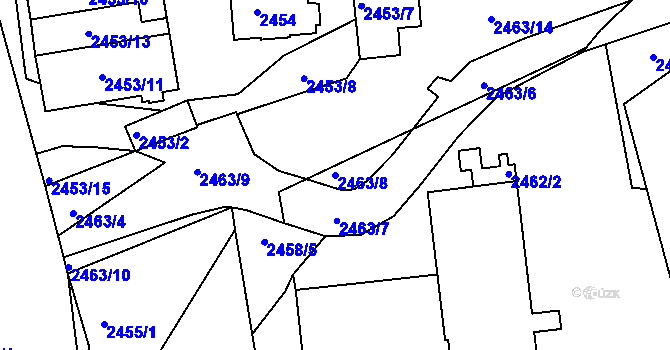 Parcela st. 2463/8 v KÚ Kadaň, Katastrální mapa